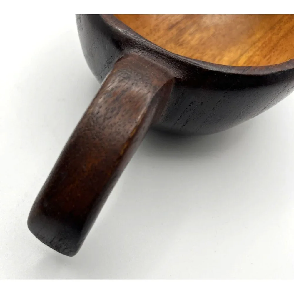 Vtg Hand Carved Teardrop Shape Rustic Wooden Serving Scoop Kitchen Decor